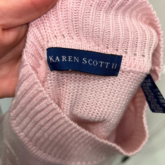 Karen Scott 2X Oversized Floral Embroidery Femme Turtle Neck Long Sleeve Sweater - Picture 9 of 11